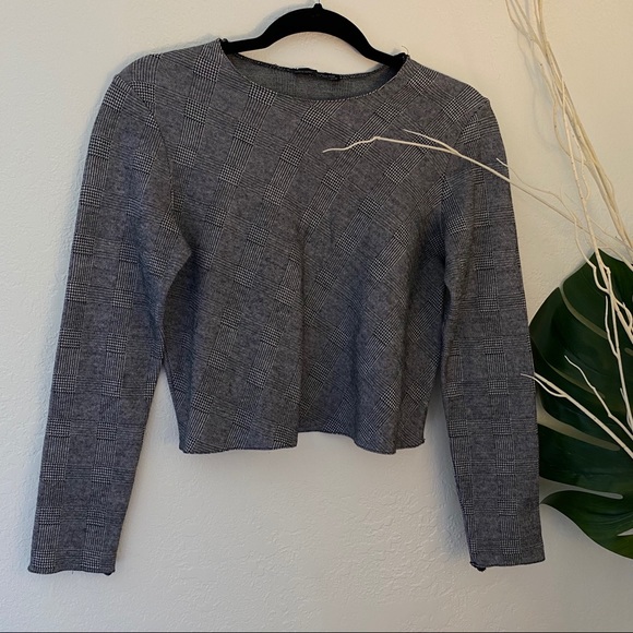 ZARA Plaid Long Sleeve Top - Picture 1 of 9
